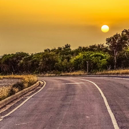 Backdrop: Tropenstrasse im Sonnenuntergang