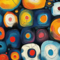 Fotohintergrund: Kunstvolle bunte Kreise, 150x150cm