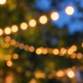 Fotohintergrund: Gartenfest Lichterketten – Ausschnitt 150 x 150 cm