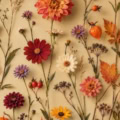 Fotohintergrund: Herbstblumen auf Ocker – Ausschnitt 150 x 150 cm