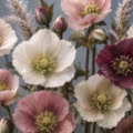 Fotohintergrund: Nahaufnahme von Christrosen – Ausschnitt 150 x 150 cm