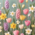 Fotohintergrund: Tulpenfeld auf Mint – Ausschnitt 150 x 150 cm