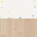 Fotohintergrund 2in1: Konfetti-Punkte mit hellem Holz – Ausschnitt 150 x 300 cm