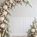Fotohintergrund: Blumenbogen Weiß-Rosé – Ausschnitt 200 x 200 cm