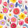 Fotohintergrund: Frühlingsblüten Konfetti – Ausschnitt 200 x 200 cm