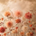 Fotohintergrund: Herbstblüten Karamellhimmel – Ausschnitt 200 x 200 cm