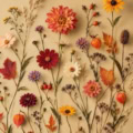 Fotohintergrund: Herbstblumen auf Ocker – Ausschnitt 200 x 200 cm