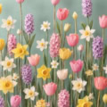 Fotohintergrund: Tulpenfeld auf Mint – Ausschnitt 200 x 200 cm