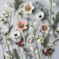 Fotohintergrund: Winterblumen auf Silbergrau – Ausschnitt 200 x 200 cm