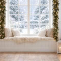 Fotohintergrund: Wintertraum am Fenster – Ausschnitt 200 x 200 cm