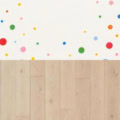 Fotohintergrund 2in1: Konfetti-Punkte mit hellem Holz – Ausschnitt 200 x 400 cm