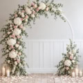Fotohintergrund: Blumenbogen Weiß-Rosé – Ausschnitt 250 x 250 cm