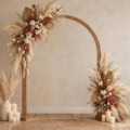 Fotohintergrund: Boho-Bogen mit Pampasgras – Ausschnitt 250 x 250 cm