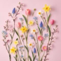 Fotohintergrund: Frühlingsblumen auf Rosa – Ausschnitt 250 x 250 cm