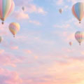 Fotohintergrund: Heißluftballons Pastell – Ausschnitt 250 x 250 cm