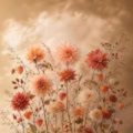 Fotohintergrund: Herbstblüten Karamellhimmel – Ausschnitt 250 x 250 cm