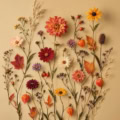 Fotohintergrund: Herbstblumen auf Ocker – Ausschnitt 250 x 250 cm