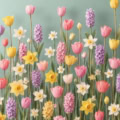 Fotohintergrund: Tulpenfeld auf Mint – Ausschnitt 250 x 250 cm