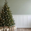 Fotohintergrund: Weihnachtsbaum vor Salbeigrün – Ausschnitt 250 x 250 cm