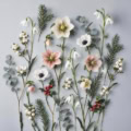 Fotohintergrund: Winterblumen auf Silbergrau – Ausschnitt 250 x 250 cm