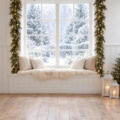 Fotohintergrund: Wintertraum am Fenster – Ausschnitt 250 x 250 cm