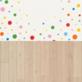 Fotohintergrund 2in1: Konfetti-Punkte mit hellem Holz – Ausschnitt 250 x 500 cm