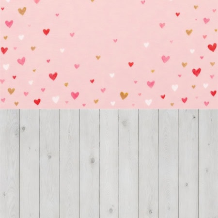 Fotohintergrund 2in1: Kleine Herzen auf Rosa mit weißen Dielen