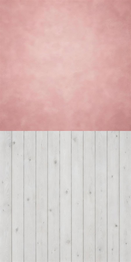 Fotohintergrund 2in1: Rosa Putz mit weißen Dielen