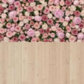 Fotohintergrund 2in1: Rosenwand Rosé mit hellen Dielen