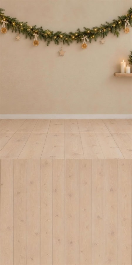 Fotohintergrund 2in1: Skandi-Weihnacht in Beige mit Holzboden