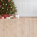 Fotohintergrund 2in1: Skandinavischer Weihnachtsbaum mit Holzboden – Ausschnitt 250 x 500 cm