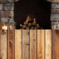 Fotohintergrund 2in1: Weihnachten am Kamin mit rustikalem Holz – Ausschnitt 150 x 300 cm