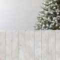 Fotohintergrund 2in1: Weihnachtlicher Tannenbaum mit Holzboden – Ausschnitt 200 x 400 cm