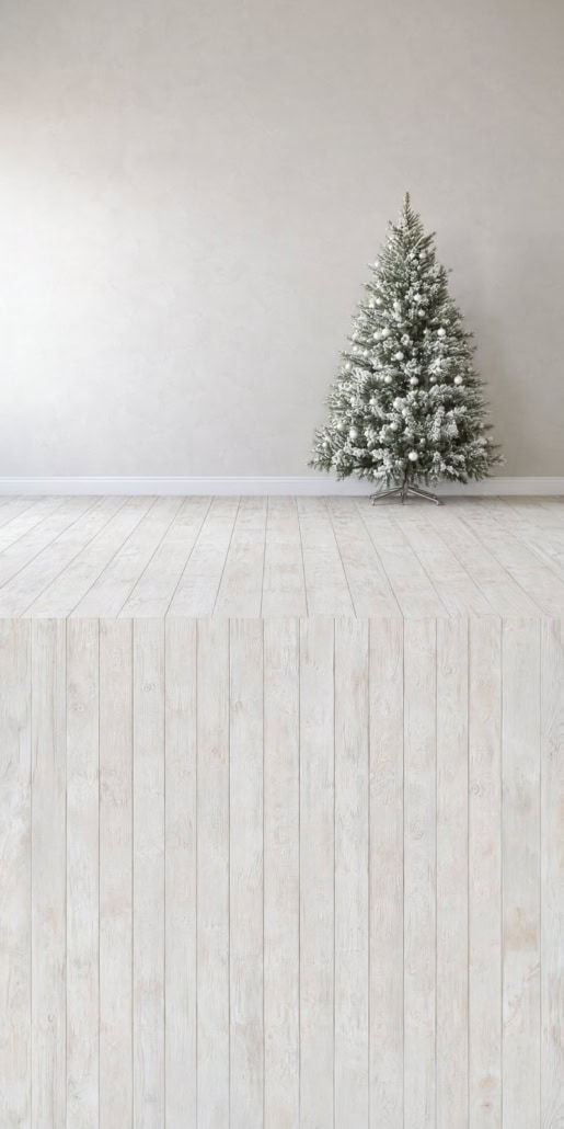 Fotohintergrund 2in1: Weihnachtlicher Tannenbaum mit Holzboden
