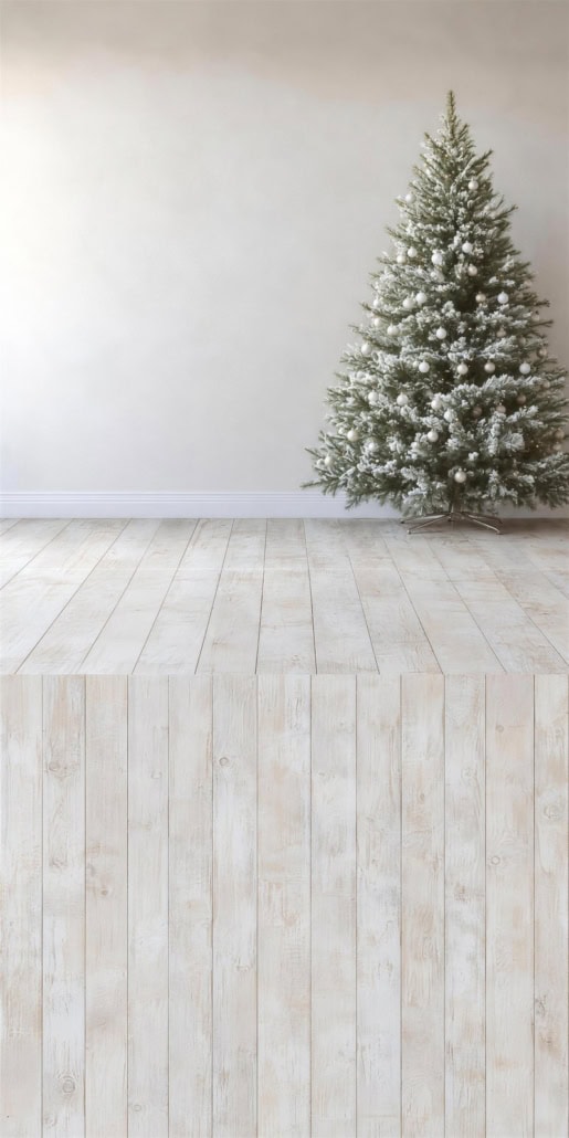 Fotohintergrund 2in1: Weihnachtlicher Tannenbaum mit Holzboden