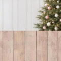 Fotohintergrund 2in1: Weihnachtsbaum vor Rosé mit Holzboden – Ausschnitt 150 x 300 cm