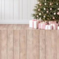 Fotohintergrund 2in1: Weihnachtsbaum vor Rosé mit Holzboden – Ausschnitt 250 x 500 cm