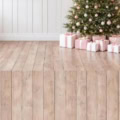 Fotohintergrund 2in1: Weihnachtsbaum vor Rosé mit Holzboden
