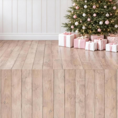 Fotohintergrund 2in1: Weihnachtsbaum vor Rosé mit Holzboden