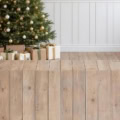 Fotohintergrund 2in1: Weihnachtsbaum vor Salbeigrün mit Holzboden – Ausschnitt 250 x 500 cm