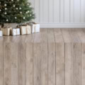 Fotohintergrund 2in1: Weihnachtsbaum vor heller Wand mit Holzboden – Ausschnitt 250 x 500 cm