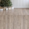 Fotohintergrund 2in1: Weihnachtsbaum vor heller Wand mit Holzboden