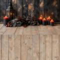 Fotohintergrund 2in1: Weihnachtsdeko vor Holzwand mit Holzboden