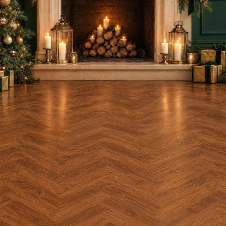 Fotohintergrund 2in1: Weihnachtssalon mit Kamin und Parkett