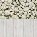 Fotohintergrund 2in1: Weiße Blumenwand mit weißen Dielen