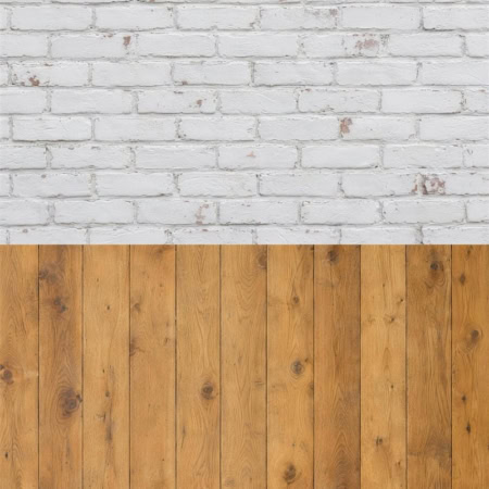 Fotohintergrund 2in1: Weiße Ziegelwand mit Eichendielen