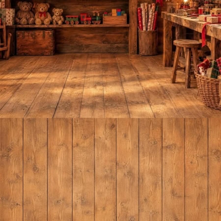 Fotohintergrund 2in1: Wichtelwerkstatt mit Holzboden