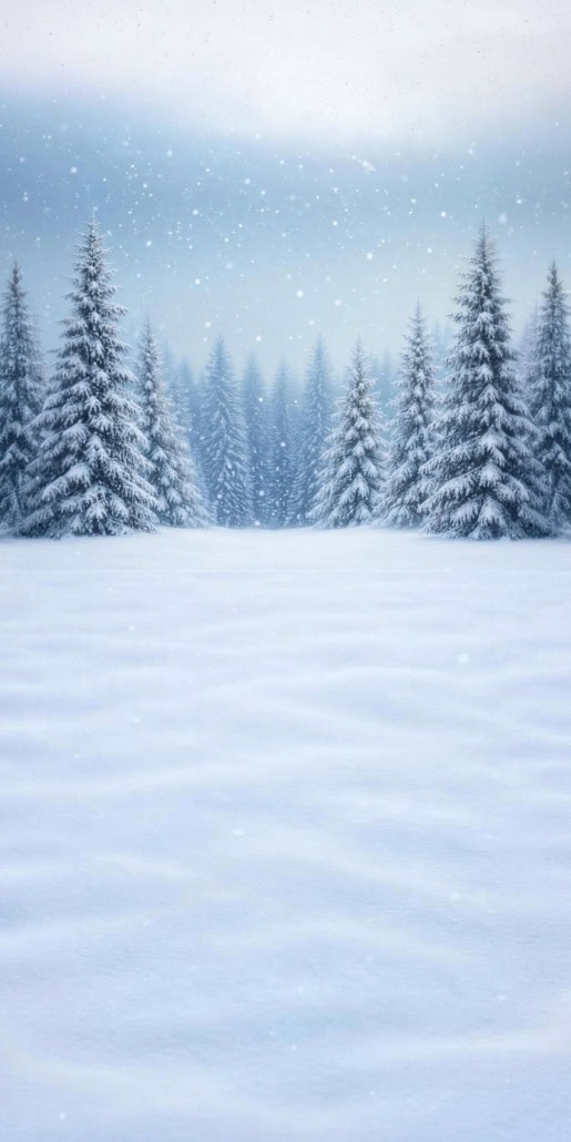 Fotohintergrund 2in1: Winter Tannenwald mit Schneeboden