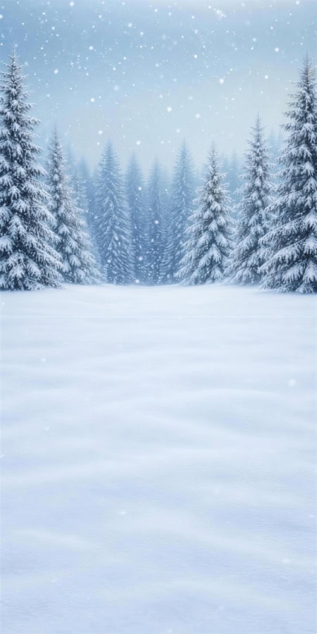 Fotohintergrund 2in1: Winter Tannenwald mit Schneeboden