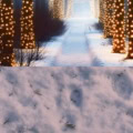 Fotohintergrund 2in1: Winterpfad Lichter mit Schneeboden
